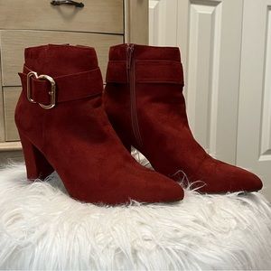 Burgundy Suede Booties
